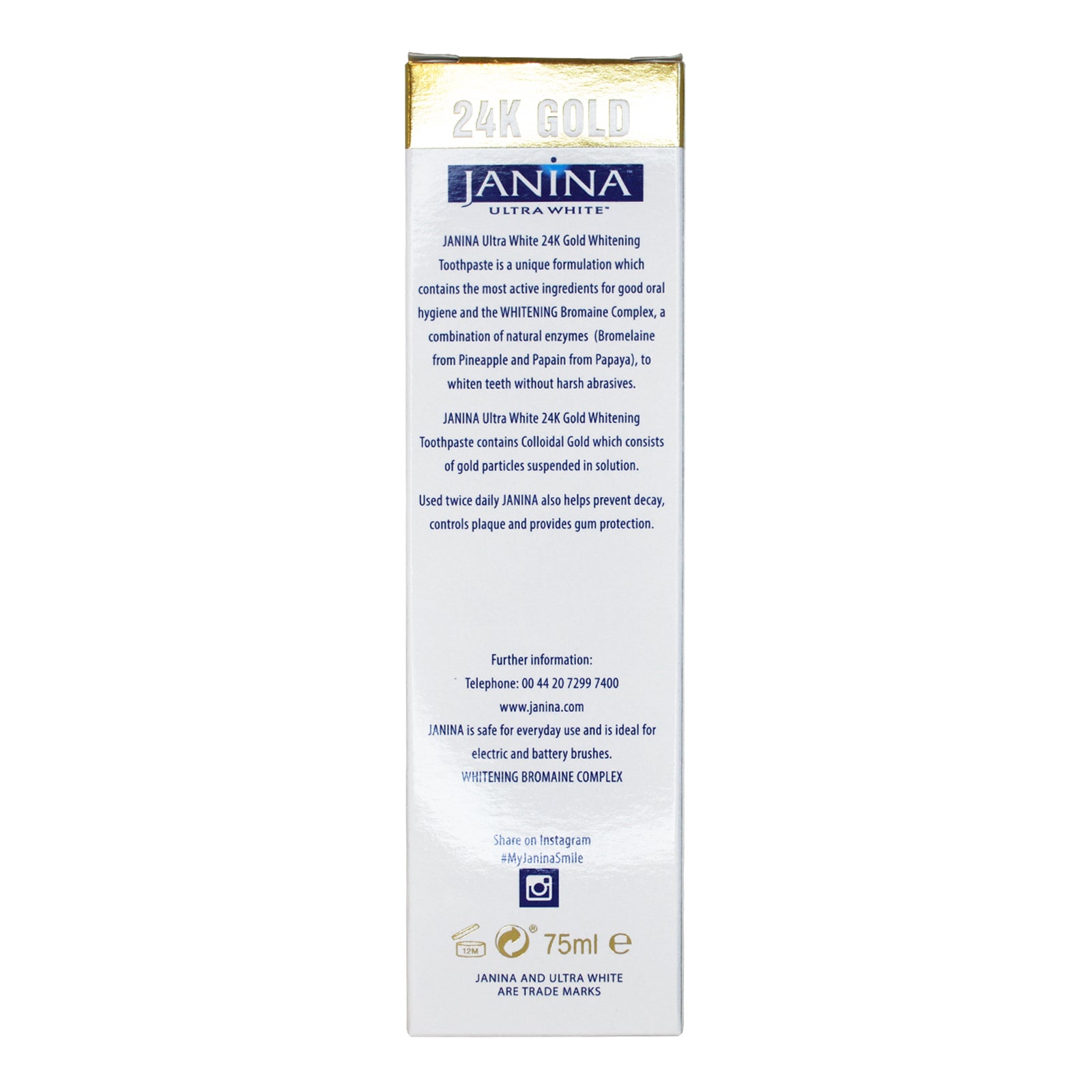 24K Gold Toothpaste 75ml - Janina.com