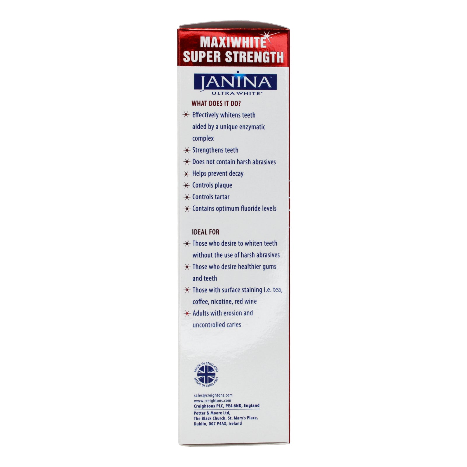 Janina Maxiwhite Toothpaste 75ml - Janina.com