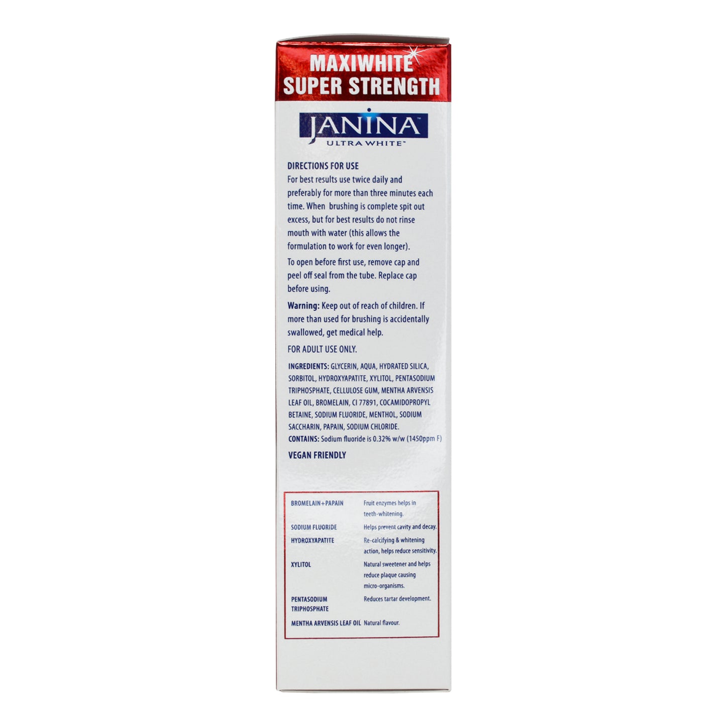 Janina Maxiwhite Toothpaste 75ml - Janina.com