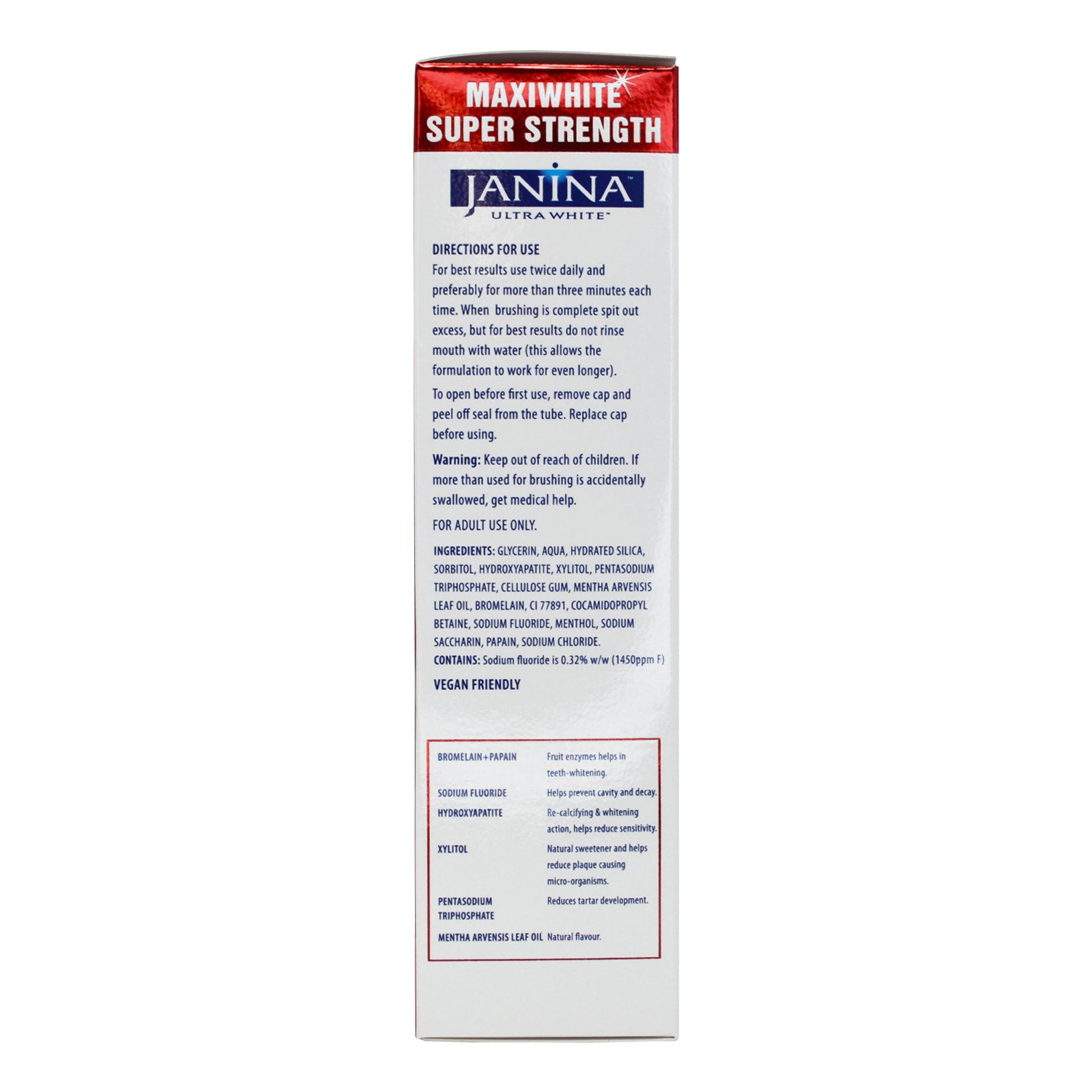 Janina Maxiwhite Toothpaste 75ml - Janina.com