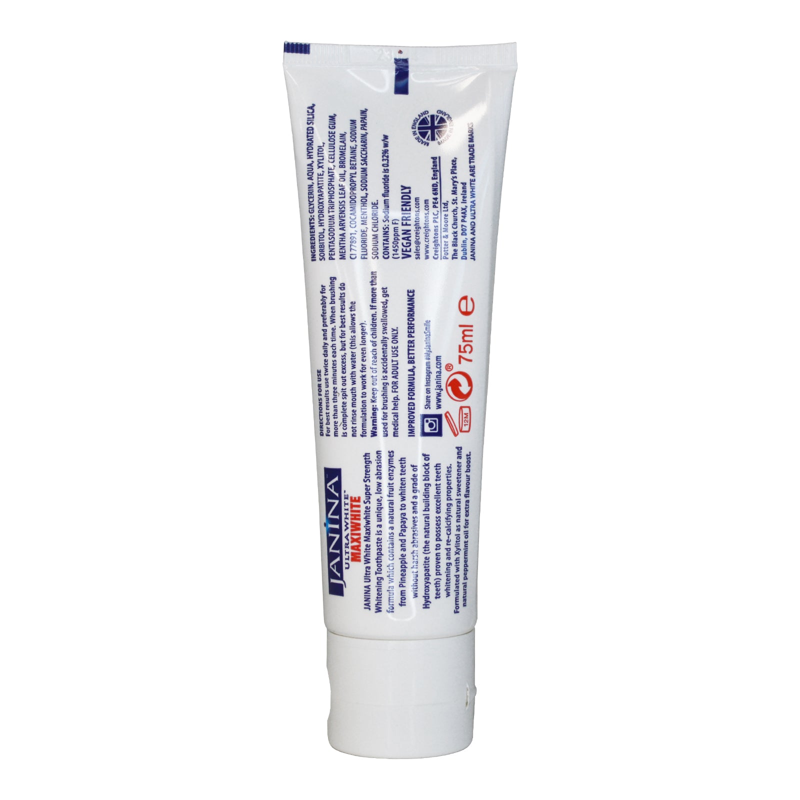 Janina Maxiwhite Toothpaste 75ml - Janina.com